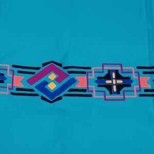 Vintage Cranston Southwest Aztec Print Fabric-Wrangler Brushpopper-90s-3.14 Yds